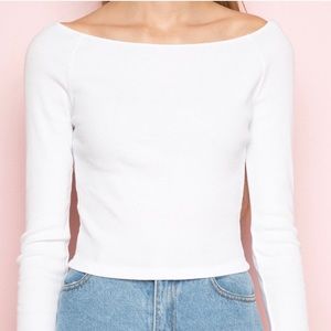 Brandy Melville Off The Shoulder Crop Long Sleeve